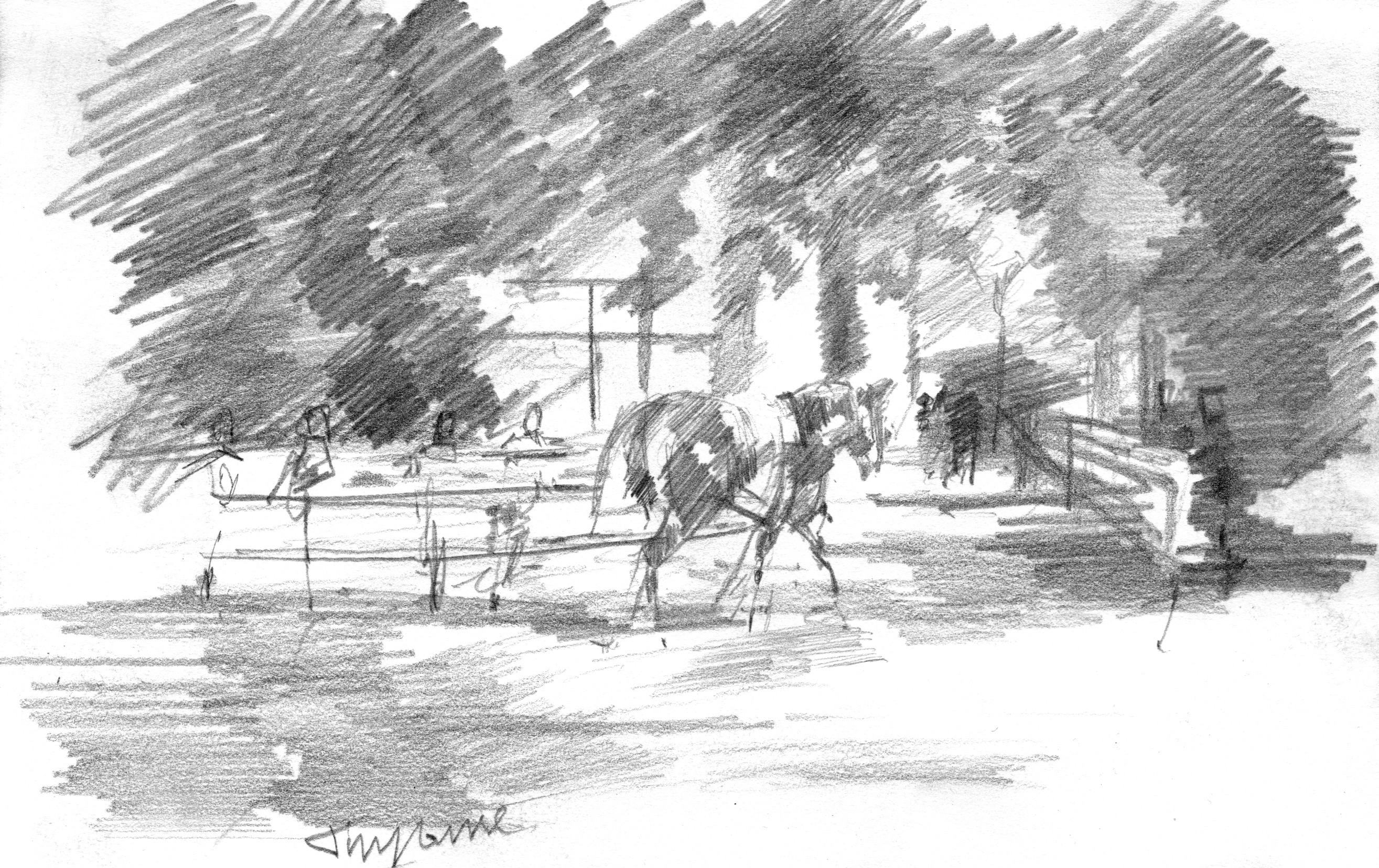 "July Shadows-Sketch" by David 'Mouse' Cooper.
